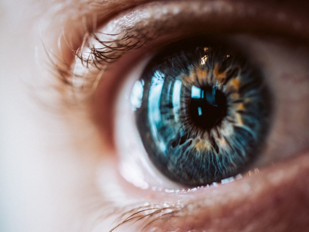 Olho humano azul.